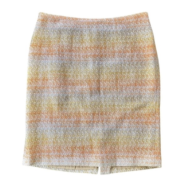 Talbots Tweed Ombre Cotton Blend Pencil Skirt Orange Yellow Ivory Size Petite 8 - Picture 6 of 6